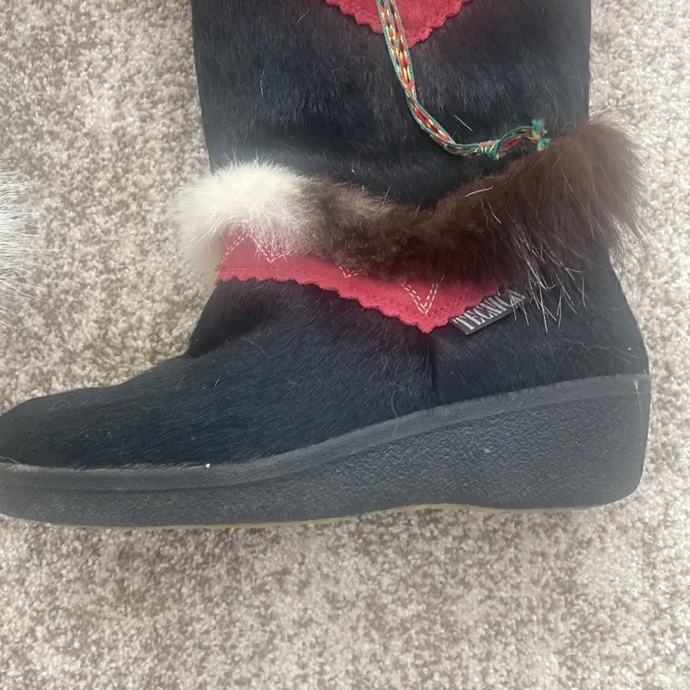 TECNICA Fur Fringe Trim Accent Boots 38=6